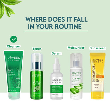 Jovees Herbal Tea Tree Face Wash for Oily & Sensitive Skin | Paraben & Alcohol-Free, Controls Oil, Prevents Breakouts, Remove Dead Skin | Gentle Cleanser For All Skin Types - 120ml (Pack of 3)